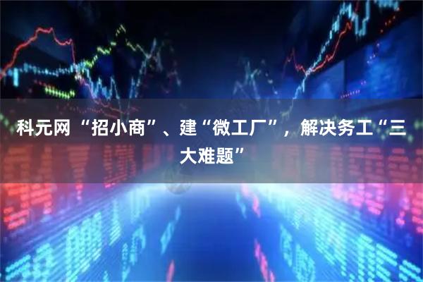 科元网 “招小商”、建“微工厂”，解决务工“三大难题”