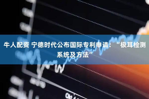 牛人配资 宁德时代公布国际专利申请：“极耳检测系统及方法”