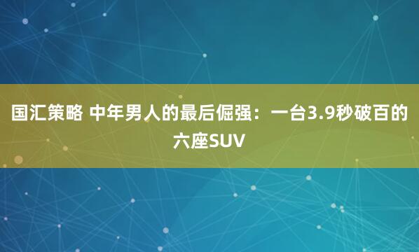 国汇策略 中年男人的最后倔强：一台3.9秒破百的六座SUV